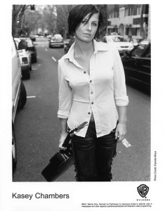 A promotional black and white photo of Australian country singer Kasey Chambers in 2001