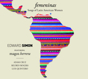 cover art, Femeninas, a map of Central and South America in the style of colorful Latin American textiles